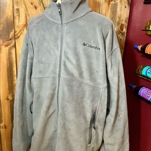 LIGHT GRAY COLUMBIA FLEECE ZIP UP JACKET